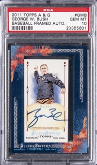 2011 Topps Allen & Ginter "Baseball Framed Autograph" #GWB George W. Bush Signed Card (/200) – PSA GEM MT 10